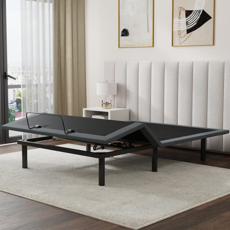 Adjustable Bed Base with Head and Foot Position Controls, Wireless Remote, and Easy Setup