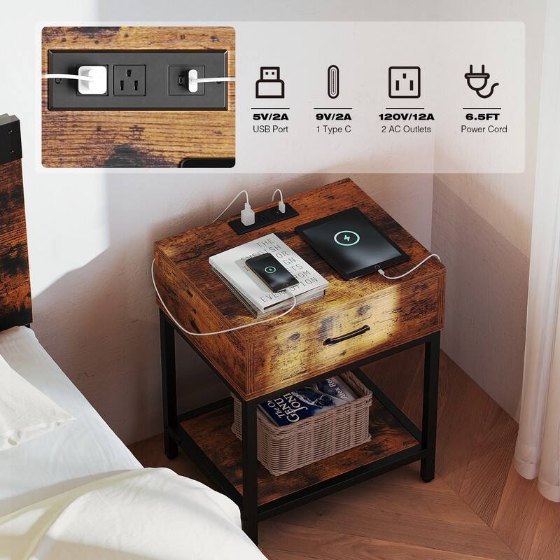 Bedside Table - Grey