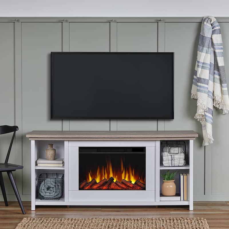 Tramore 62" Slim Electric Fireplace TV Stand in White by Real Flame