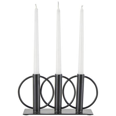 Metal Overlapping Circular Ring Candelabra - Black - Roche River Decor