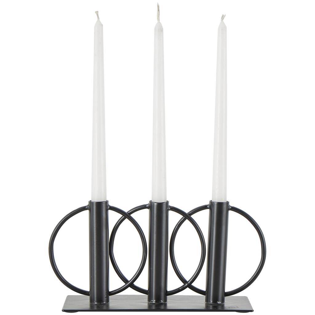 Metal Overlapping Circular Ring Candelabra - Black - Roche River Decor