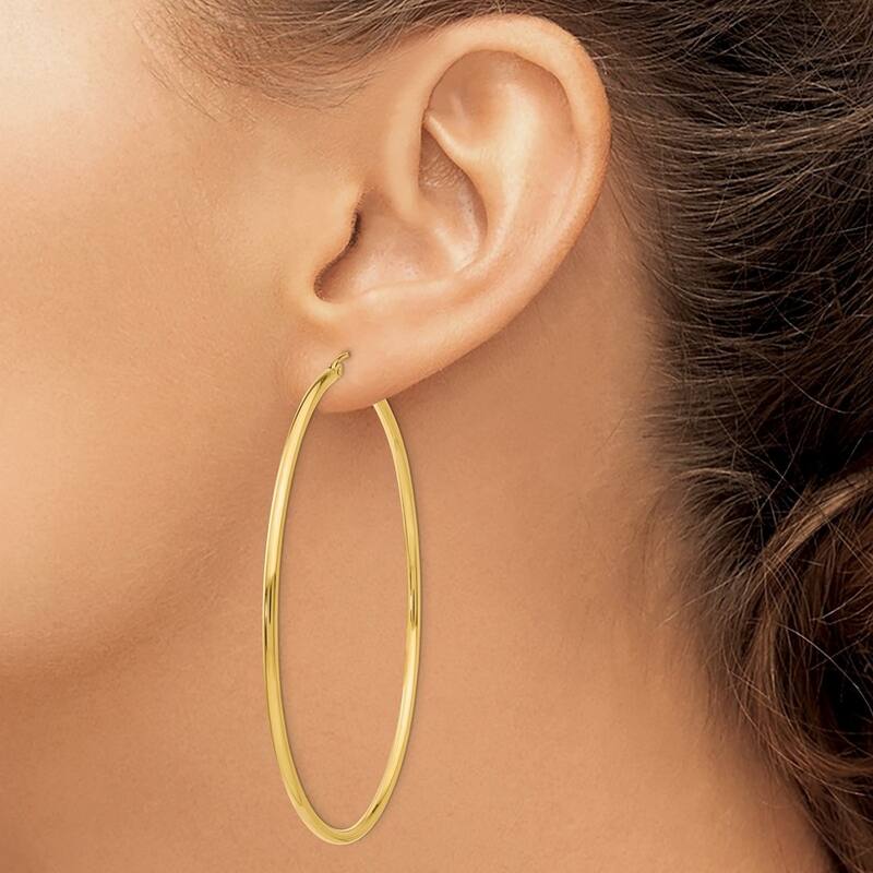 Curata 10k Yellow Gold Polished 2.5mm Solid Round Hoop Earrings - 20mm - 60mm