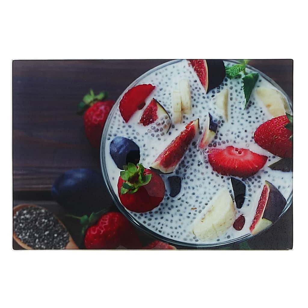 IH Casa Decor Printed Glass Cutting Board Chia Pudding - Set of 2