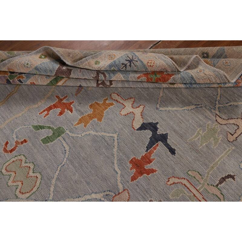 Grey Oushak Turkish Area Rug Handmade Vegetable Dye Wool Carpet - 7'11"x 9'9"