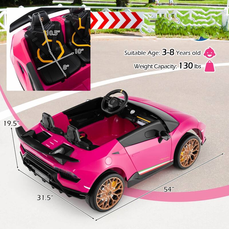 Costway 4WD 2-Seater Ride on Car, Licensed Lamborghini Kids’ Vehicles - See Details