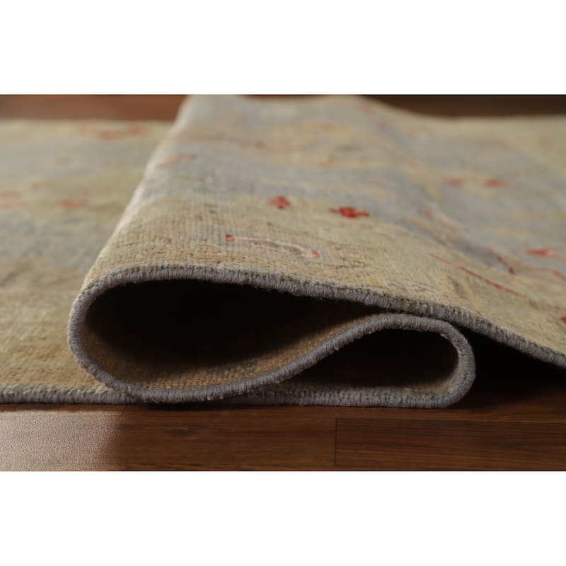 Hand Knotted Oriental 100% Wool Carpet Transitional All-Over Navy Blue & Blues Oushak Area Rug - 8' 8'' X 5' 11''