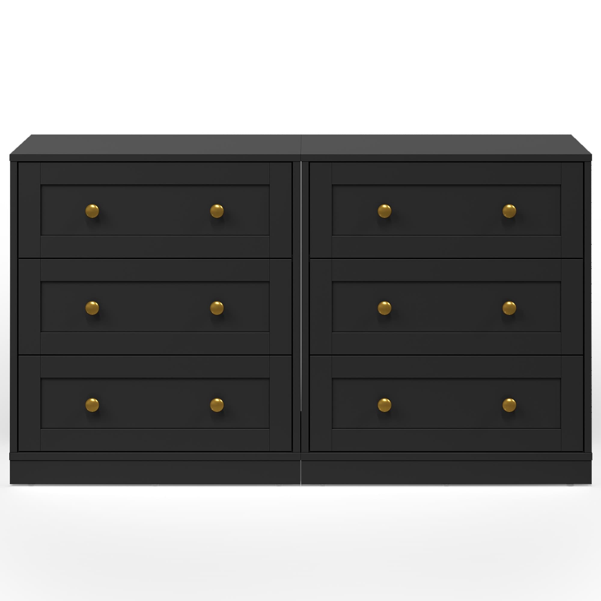 Set of 2 Modern Nightstands with 3 Drawers