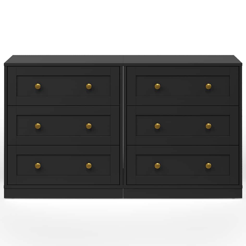 Set of 2 Modern Nightstands with 3 Drawers