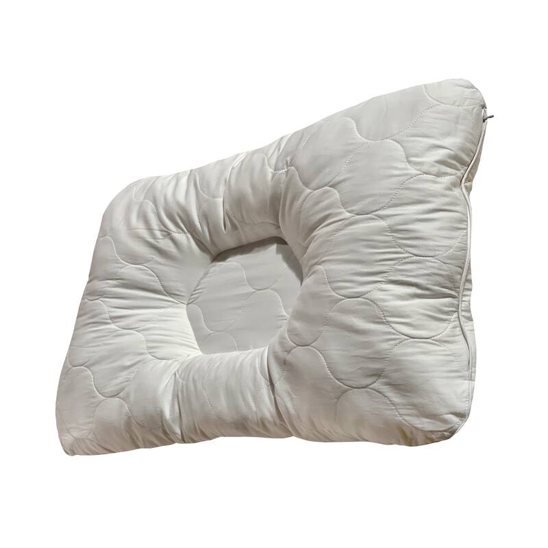 HomeRoots Cotton Latex Foam And Wool Firm Hypoallergenic Queen Size Bed Pillow - Ivory