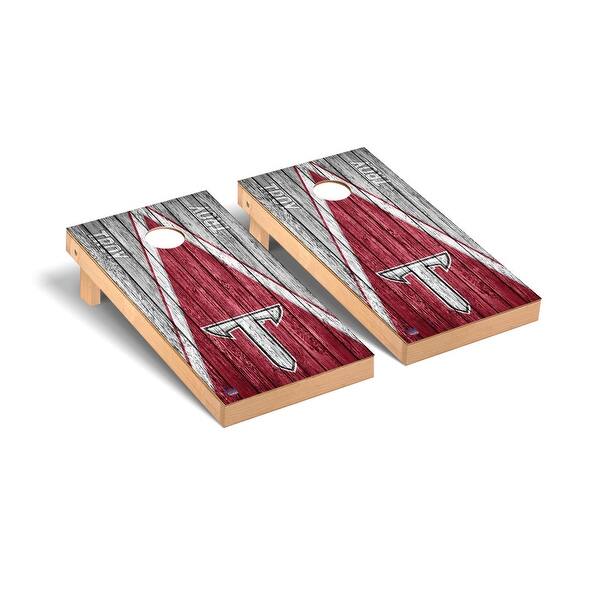 slide 2 of 5, Troy Trojans Triangle Cornhole Board Set