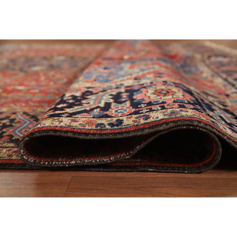 Hand Knotted Oriental 100% Wool Carpet Traditional Medallion Oranges & Rust Heriz (serapi) Area Rug - 14' 5'' X 11' 2''