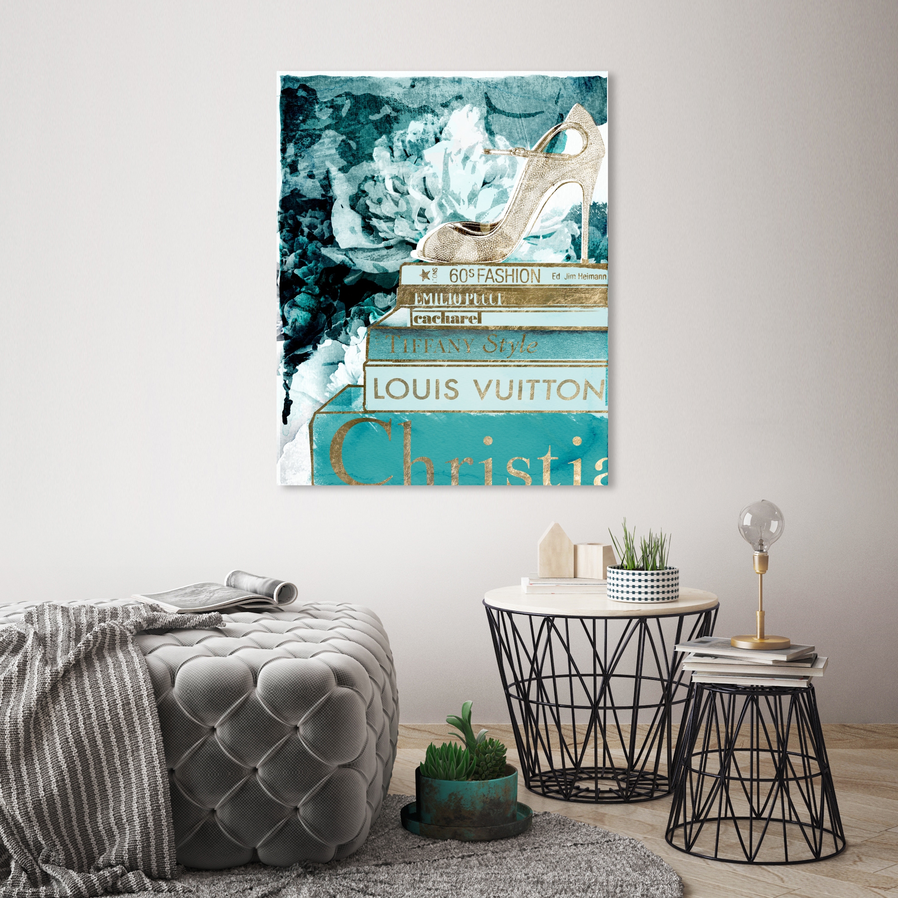 Oliver Gal 'What's On My Mind Blue' Fashion Blue Wall Art Canvas