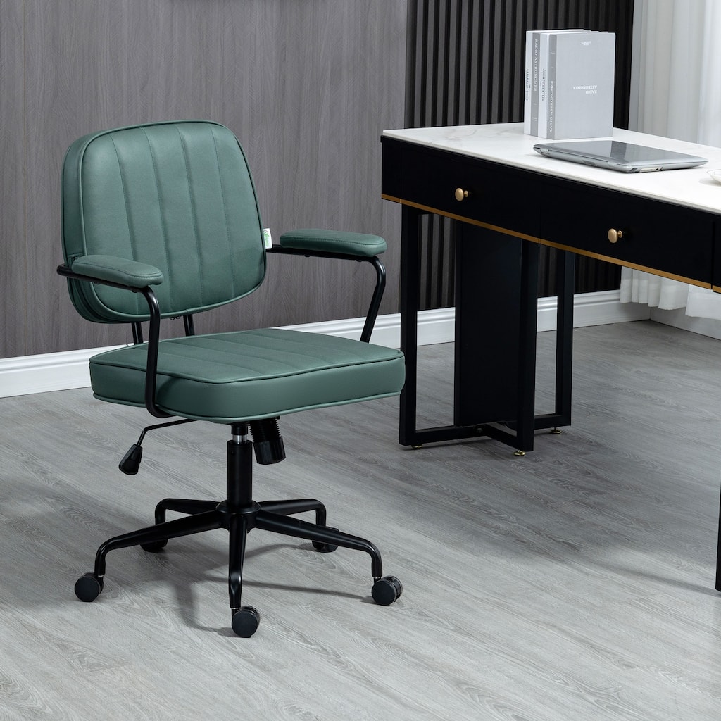 Green Height Adjustable Swivel Massage Desk Chair with Comfortable Back Support and Tilt Mechanism