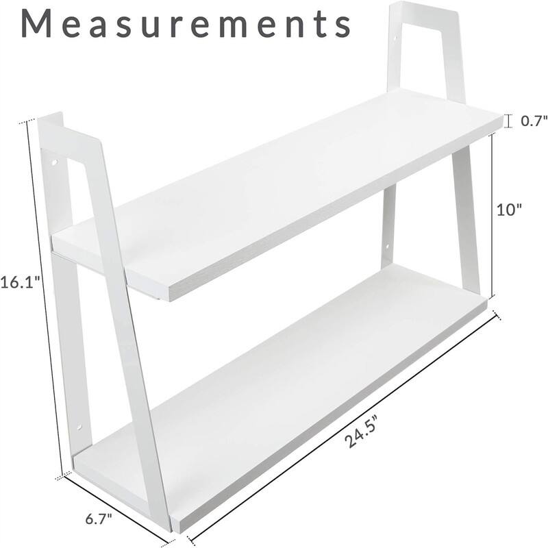 2-Tier Modern Rustic Floating Wall Shelves - 6.7D x 24.5W x 16.1