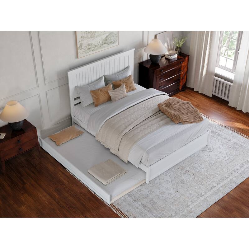 Malta Platform Bed with Panel Footboard and Twin XL Trundle