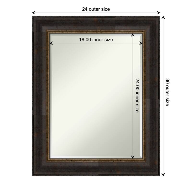 Beveled Bathroom Wall Mirror - Varied Black Frame - Varied Black - 24 x 30 in