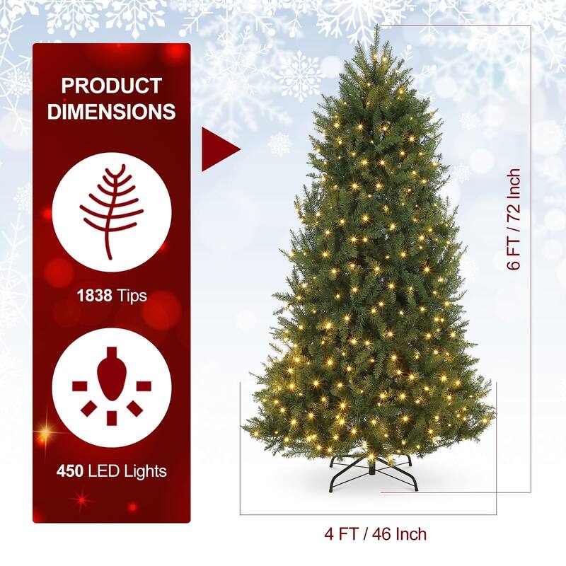 Pre-Lit Artificial Christmas Tree with Warm White Lights