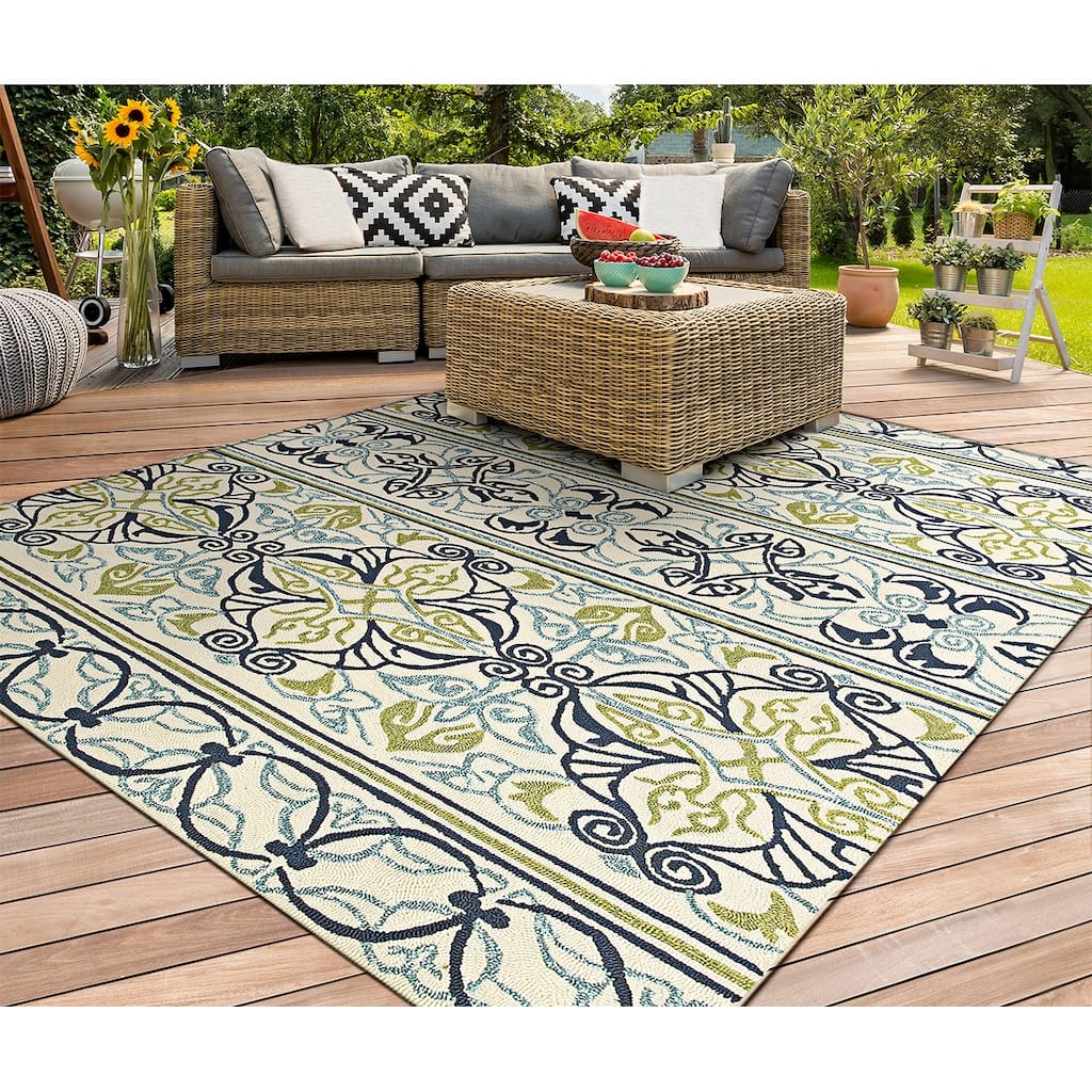 Miami Fleur Ivory- Lime Green Indoor/ Outdoor Area Rug