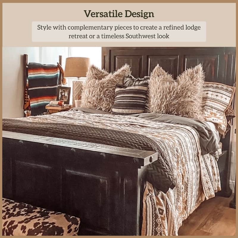 Paseo Road Desert Sage Aztec Western Bedding 3 Piece Reversible Quilt Set with Pillow Shams