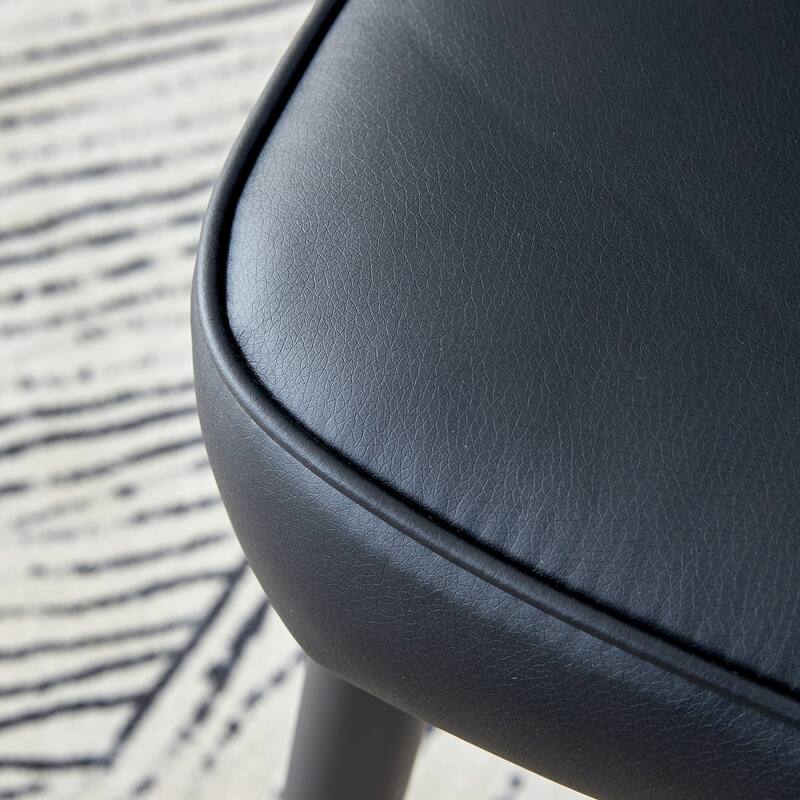 Modern Black PU Chair Set - 6 Pieces, Featuring Vertical Smooth-Line Backrest Design
