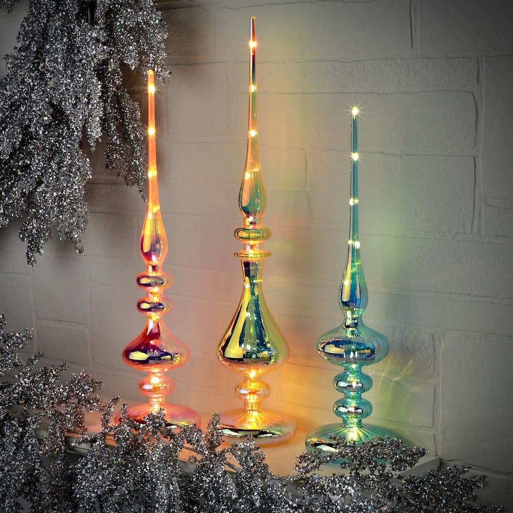15-20" Led Glass Obelisk Set of 3