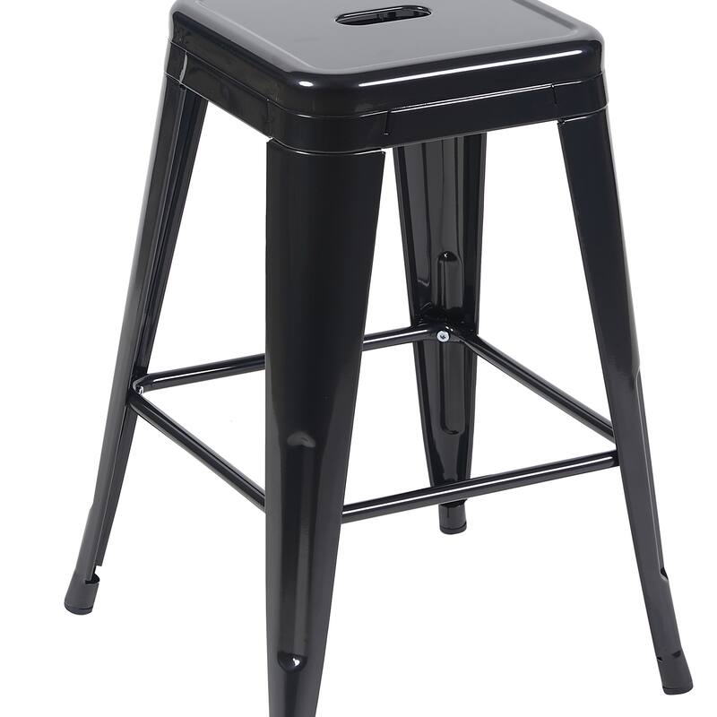 AC Pacific 24 Inch Industrial Stackable Metal Counter Stools Set of 4