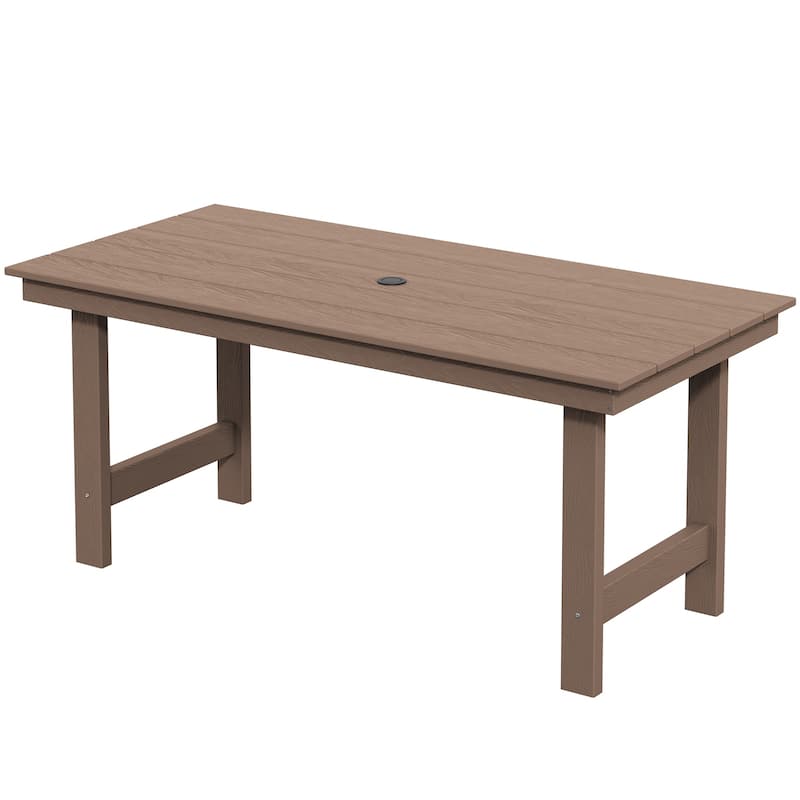 7-Piece HDPE Outdoor Dining Table Sets with Umbrella Hole - 1-Table 6-Chairs