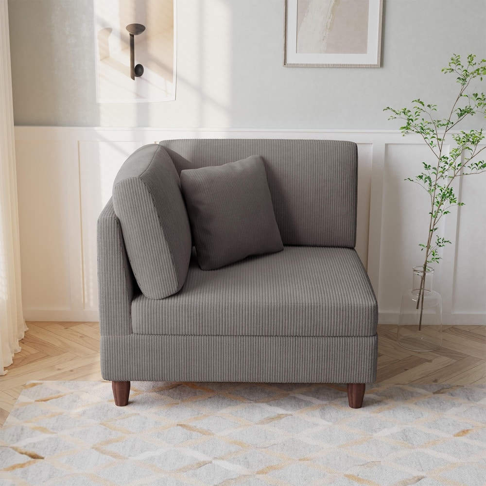 Corduroy Accent Chair with Ottoman Modular Couch Sectional Sofa