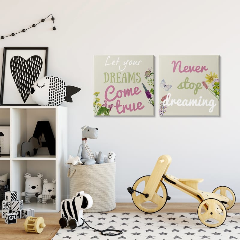 Stupell Motivational Dream Sentiments Canvas Wall Art Design By Kim Allen (Set of 2)