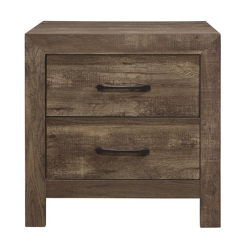 Rustic Brown Nightstand with Dovetail Drawers and Black Nickel Pulls - Rustic Brown