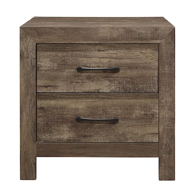 Simple Look Rustic 1pc Nightstand of Drawers Metal Hardware Bedroom Furniture