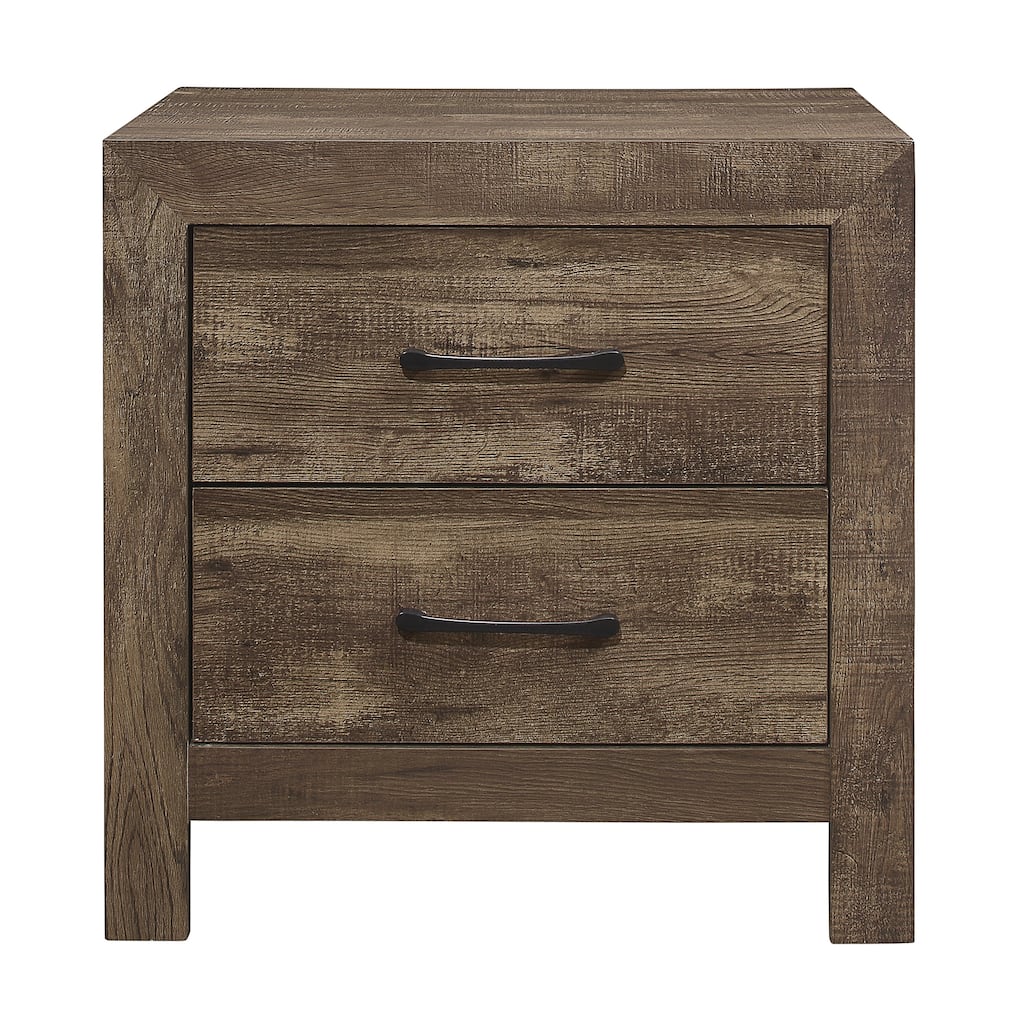 Simple Look Rustic 1pc Nightstand of Drawers Metal Hardware Bedroom Furniture