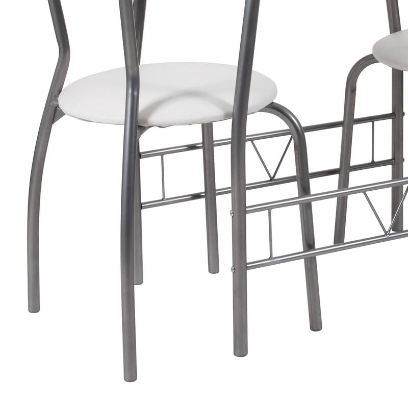 Sutton 3-piece Space-saver Bistro Set with Glass Top Table