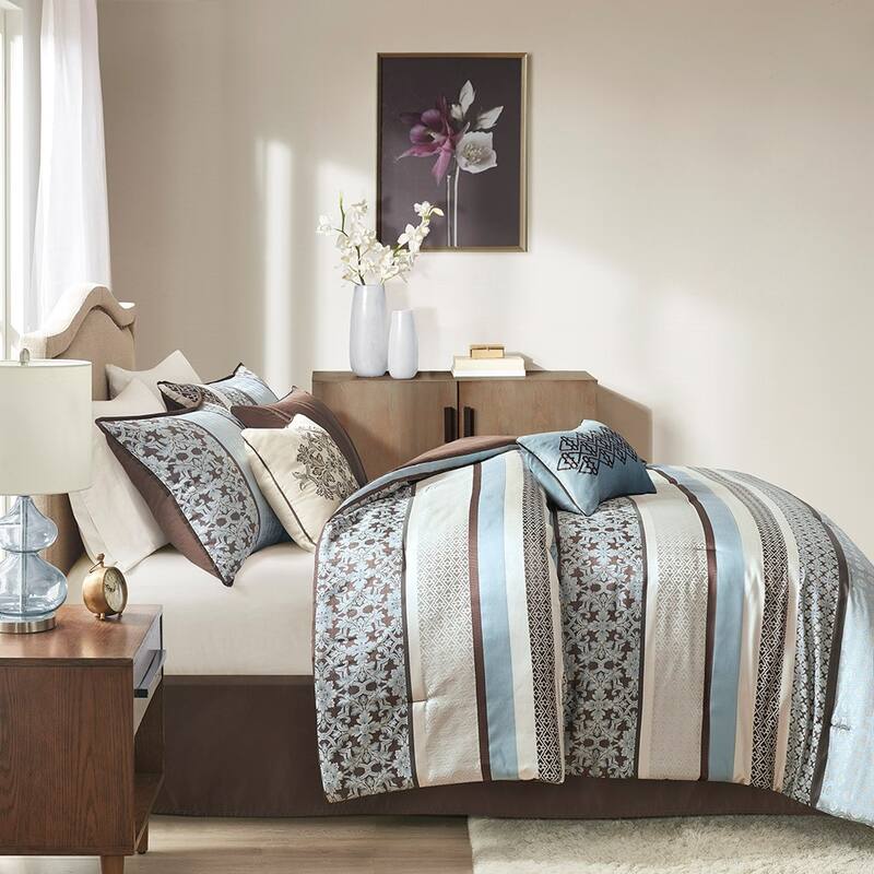 GDF Studio - Princeton 7-Piece Jacquard Comforter Set with Decorative Pillows