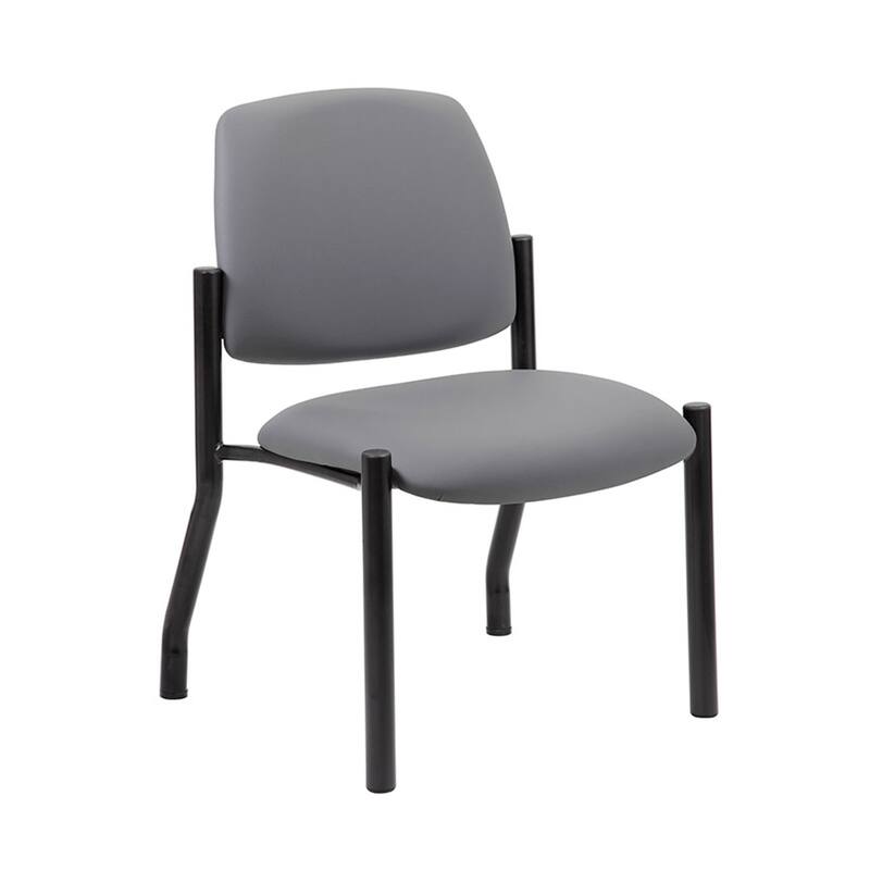 Lea Reception Guest Chair, Gray Antimicrobial Vinyl, Black Legs