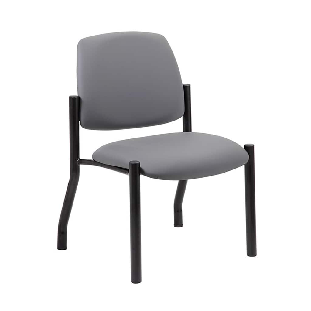 Lea Reception Guest Chair, Gray Antimicrobial Vinyl, Black Legs