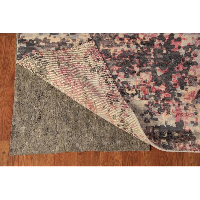 Modern Abstract Indian Rug Hand-Knotted Oriental Wool Carpet - 8'11"x 11'11"