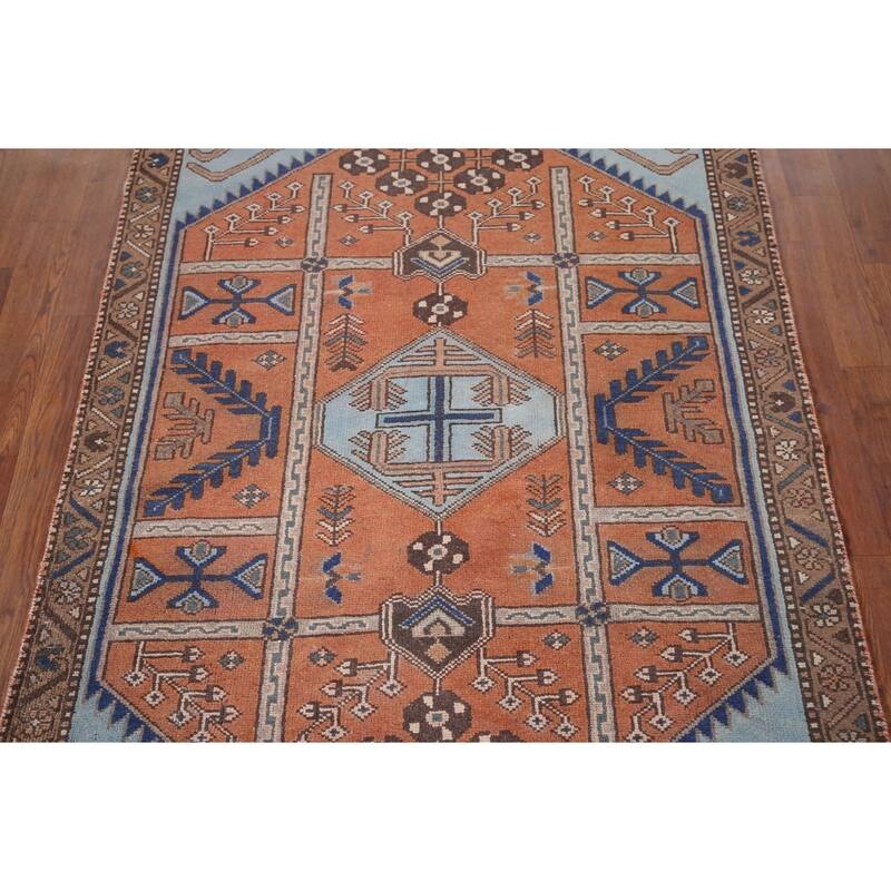 Orange Joshaghan Foyer Rug Handmade Wool Carpet - 3'7" x 5'0"