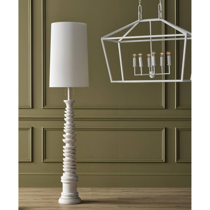 Currey & Company Malayan White Floor Lamp - 80"h x 18"dia.