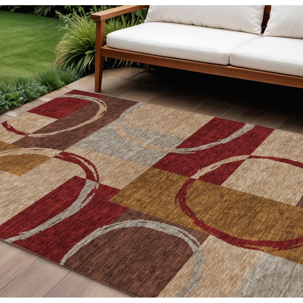 HomeRoots Geometric Modern Rectangle Outdoor Rug