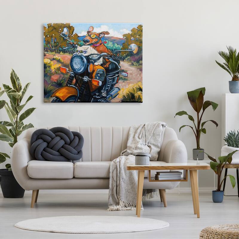 Stupell Cat & Dog on Motorcycle Canvas Wall Art Design by CR Townsend