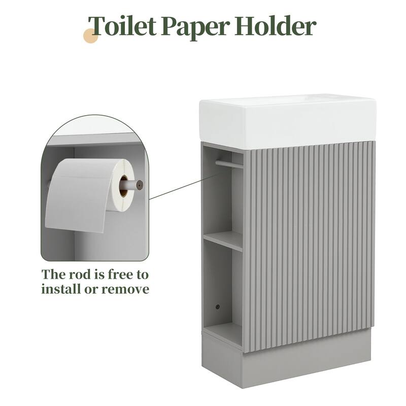 19 inch MDF Freestanding Bathroom Vanity Set with White Ceramic Top