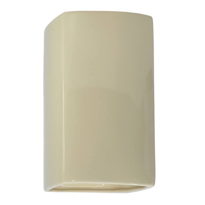 Justice Design Ambiance - Large Rectangle Wall Sconce - Open Top & Bottom (Outdoor) - Replaceable Bulb - Vanilla Gloss