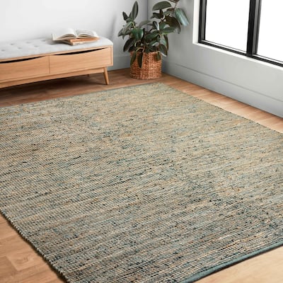Alexander Home Farmhouse Jute and Leather Handwoven Area Rug