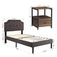 preview thumbnail 25 of 49, VECELO 3-Pieces Modern Upholstered Bed with Height Adjustable Headboard and Nightstands Sets