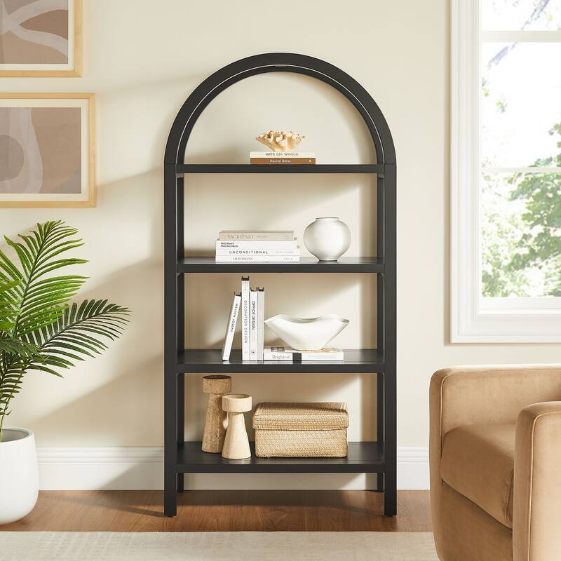 Vexley 60 Inch Wide Arched Bookshelf - Black