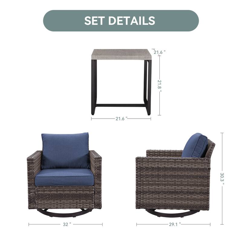 Gymojoy Wicker Swivel Glider Chair with 4 inch Olefin Cushions