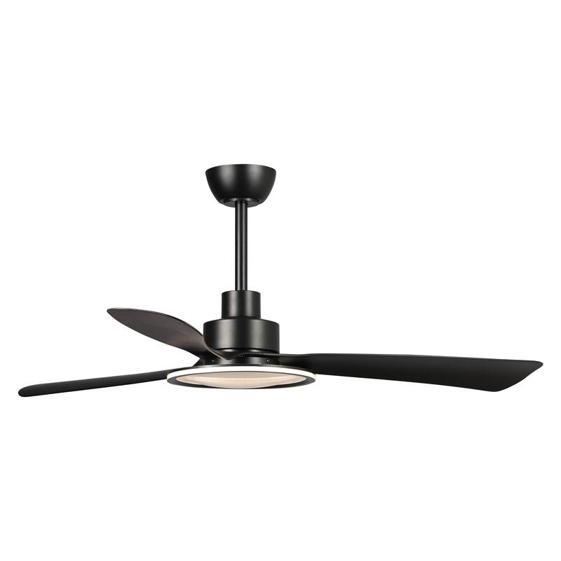 52-inch Black ABS 3-Blade Modern Propeller LED Ceiling Fan with Remote - 52 inches