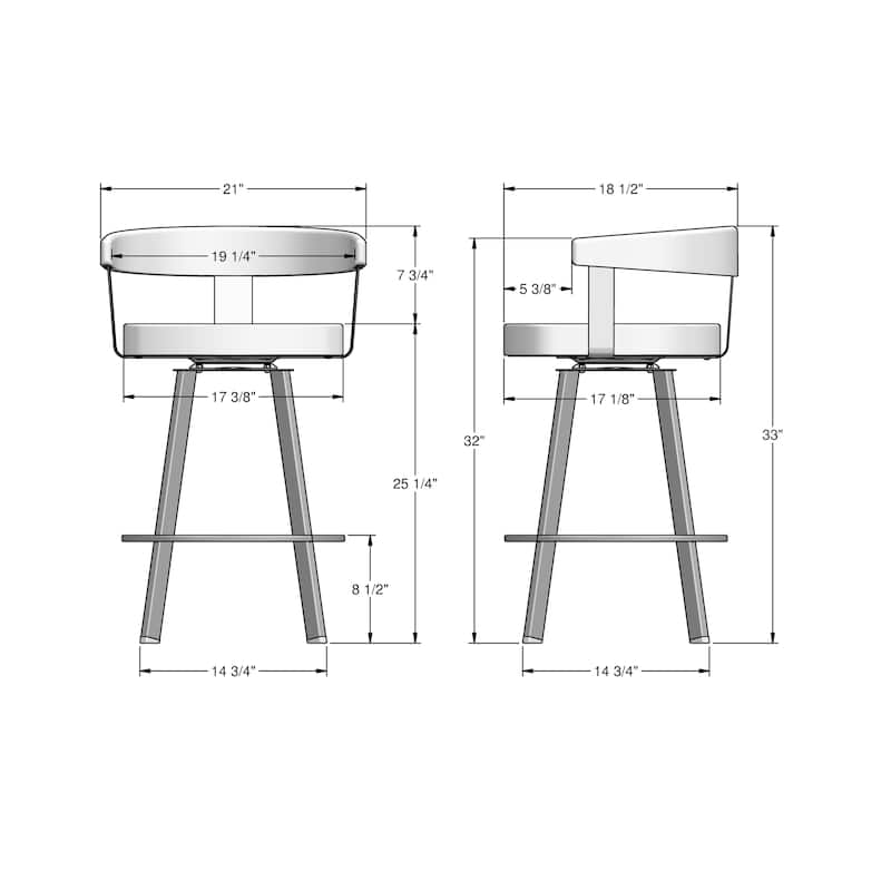 Amisco Lars Swivel Counter and Bar Stool - Dark Brown Metal / Caramel Faux Leather - Counter Height