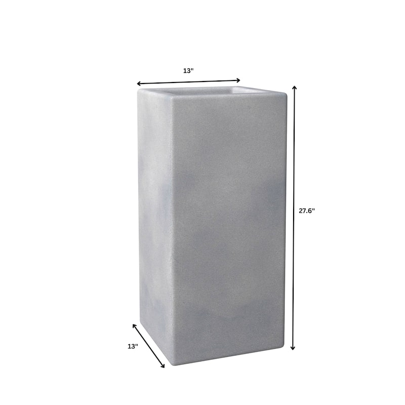 Terra 4-Piece Tall Square Fiberstone and MGO Clay Planter Set With Drainage Holes for Home Office Garden Patio Porch Yard